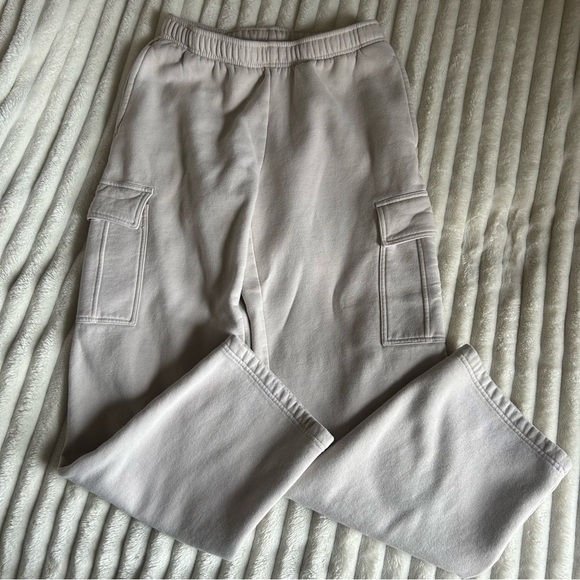 Tuff Athletics Pants - Tuff Athletics Womens Medium Casual Cream Cargo Sweatpants